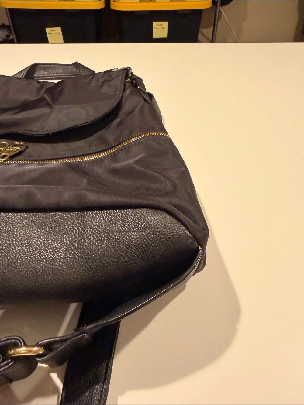 Steve Madden Bspencer Black Nylon Flap Backpack - Gold Hardware